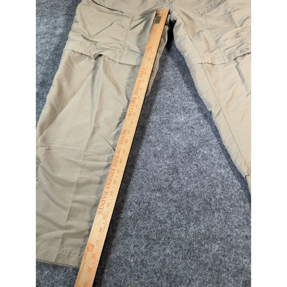 The North Face Men's L Convertible Zip-Off Hiking Pants Khaki Belted Outdoor